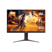 AOC 27G4 27 Inch FullHD IPS Gaming Monitor, 180Hz, 1ms, HDR10, HDMI 2.0, DisplayPort, Height Adjustable Stand, Black & Red