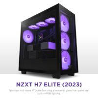NZXT H7 Elite ATX Mid Tower PC Gaming Case - Black with Quick-Release Tempered Glass Side Panel - Front I/O USB Type-C Port | CM-H71EB-02 - Image 4