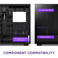NZXT H7 Elite ATX Mid Tower PC Gaming Case - Black with Quick-Release Tempered Glass Side Panel - Front I/O USB Type-C Port | CM-H71EB-02 - Image 5