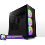 NZXT H7 Elite ATX Mid Tower PC Gaming Case - Black with Quick-Release Tempered Glass Side Panel - Front I/O USB Type-C Port | CM-H71EB-02