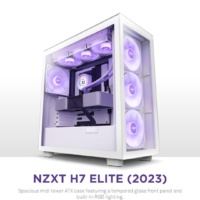 NZXT H7 Elite ATX Mid Tower PC Gaming Case - White with Quick-Release Tempered Glass Side Panel - Front I/O USB Type-C Port | CM-H71EW-02 - Image 4