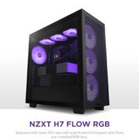 NZXT H7 Flow RGB Compact ATX Mid-Tower PC Gaming Case Black - High Airflow Perforated Front Panel - Tempered Glass Side Panel - 3 x F140 RGB Core Fans Included - 360mm Radiator Support | CM-H71FB-R1 - Image 3