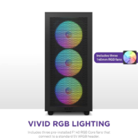 NZXT H7 Flow RGB Compact ATX Mid-Tower PC Gaming Case Black - High Airflow Perforated Front Panel - Tempered Glass Side Panel - 3 x F140 RGB Core Fans Included - 360mm Radiator Support | CM-H71FB-R1 - Image 2