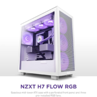 NZXT H7 Flow RGB CM-H71FW-R1 - Compact ATX Mid-Tower PC Gaming Case – High Airflow Perforated Front Panel – Tempered Glass Side Panel – 3 x F140 RGB Core Fans Included – 360mm Radiator Support – White - Image 3