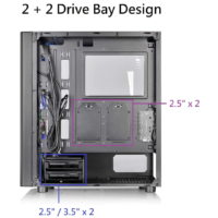 Thermaltake V250 ARGB ATX Mid-Tower Chassis with Motherboard Sync, 3 120mm 5V Addressable RGB Fans + 1 Pre-Installed Black 120mm Rear Fan - Image 5