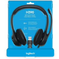 Logitech H390 Wired Stereo Headset, Black, with Noise Cancelling Mowjatphone, USB, In-Line Controls, Compatible with PC/Mac/Laptop - 981-000406