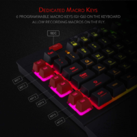 Redragon K512 Shiva RGB Backlit Membrane Gaming Keyboard with Dedicated Media Control, Quiet Mechanical Feeling Keyboard, 6 Extra On-Board Macro Keys, Detachable Wrist Rest - Image 4