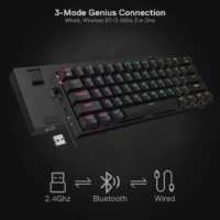 Redragon K530 Pro Draconic 60% Wireless RGB Mechanical Keyboard - Bluetooth/2.4GHz/Wired 3-Mode, 61 Keys Compact Gaming Keyboard with 100% Hot-Swap Socket, Free-Mod Plate Mounted PCB & Tactile Brown Switch - Image 3