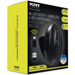 Port Connect Wireless Rechargeable Ergonomic Mouse Bluetooth Wireless - Black - 900706-BT