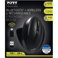 Port Connect Wireless Rechargeable Ergonomic Mouse Bluetooth Wireless - Black - 900706-BT - Image 4