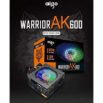 Aigo Warrior AK600 Max 600W Silent Power Supply with 12cm RGB Fan for Gaming PC