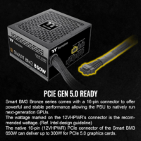 Thermaltake Smart BM3 850W 80Plus Bronze ATX 3.0 & PCIE 5.0 Ready Semi-Modular Power Supply with 105°C/221°F Japanese Capacitor - Image 2