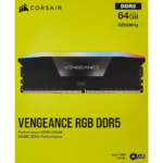 Corsair VENGEANCE RGB DDR5 64GB (2x32GB) 5200MHz C40 Desktop Memory - Black (Dynamic Ten-Zone RGB Lighting, Onboard Voltage Regulation, Custom XMP 3.0 Profiles, Tight Response Times)