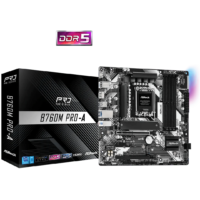 ASRock B760M Pro-A Mowjat ATX Motherboard, LGA1700, Supports 14th/13th/12th Gen Intel® Core™ Processors, Dual Channel DDR5 (Up to 7200+ OC), PCIe 5.0 x16, HDMI & DisplayPort, 2.5G LAN, USB 3.2 Type-C | 90-MXBNF0-A0UAYZ