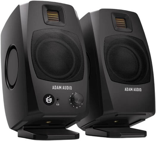 Computer Speakers1 ADAM AUDIO D3V Desktop Speakers, 3.5" Basket Diameter Woofer, D-ART Tweeter Type, Dual-Passive Radiator, TRS Analog Connectors, Single-Piece Aluminum Cone Material, Black | D3V-Black - Image 1