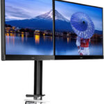 iiyama DS1002C-B1 Dual Desktop Arm, 10" - 30" Screen Size, 10kg Max Weight Capacity, 90° Pivot Screen Rotation, 180° Swivel, -85° - 15° Tilt, 200 - 400mm Height Adjustament, Black | DS1002C-B1