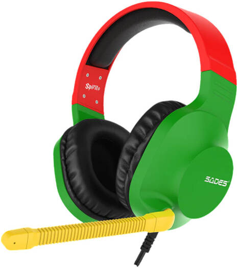 gc1 Sades Spirits Gaming Headset, Versatile Connectivity, Media Controls, Noise-Canceling Microphone, Vibrant Design, Green | SA-721 - Image 1