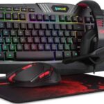 Redragon 4in1 Combo Backlit Gaming Mouse, Gaming Keyboard, Large Gaming Mouse Pad, PC Computer Gaming Headset with Microphone Combo, RGB LED Backlit 104 Key Gaming Keyboard | S101-BA-2