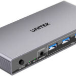 UNITEK USB 3.0 DisplayPort KVM Switch (2-Port, 5Gbps, 8K@60Hz), 4 USB 3.0 Ports, Fast Data Transfer, Plug & Play, Aluminum Housing, LED Indicator, UK Plug, Gray | V1310AGY01-UK